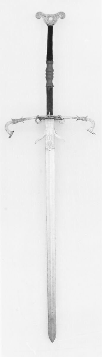 Two-Handed Processional Sword carried by Guard of Duke Julius of Brunswick, Steel, wood, leather, velvet, German, Brunswick 
