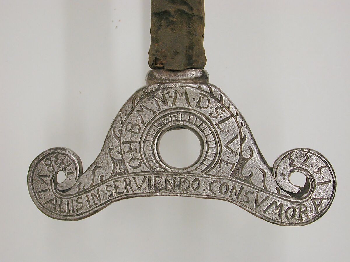 Two-Handed Processional Sword carried by Guard of Duke Julius of Brunswick, Steel, wood, leather, velvet, German, Brunswick