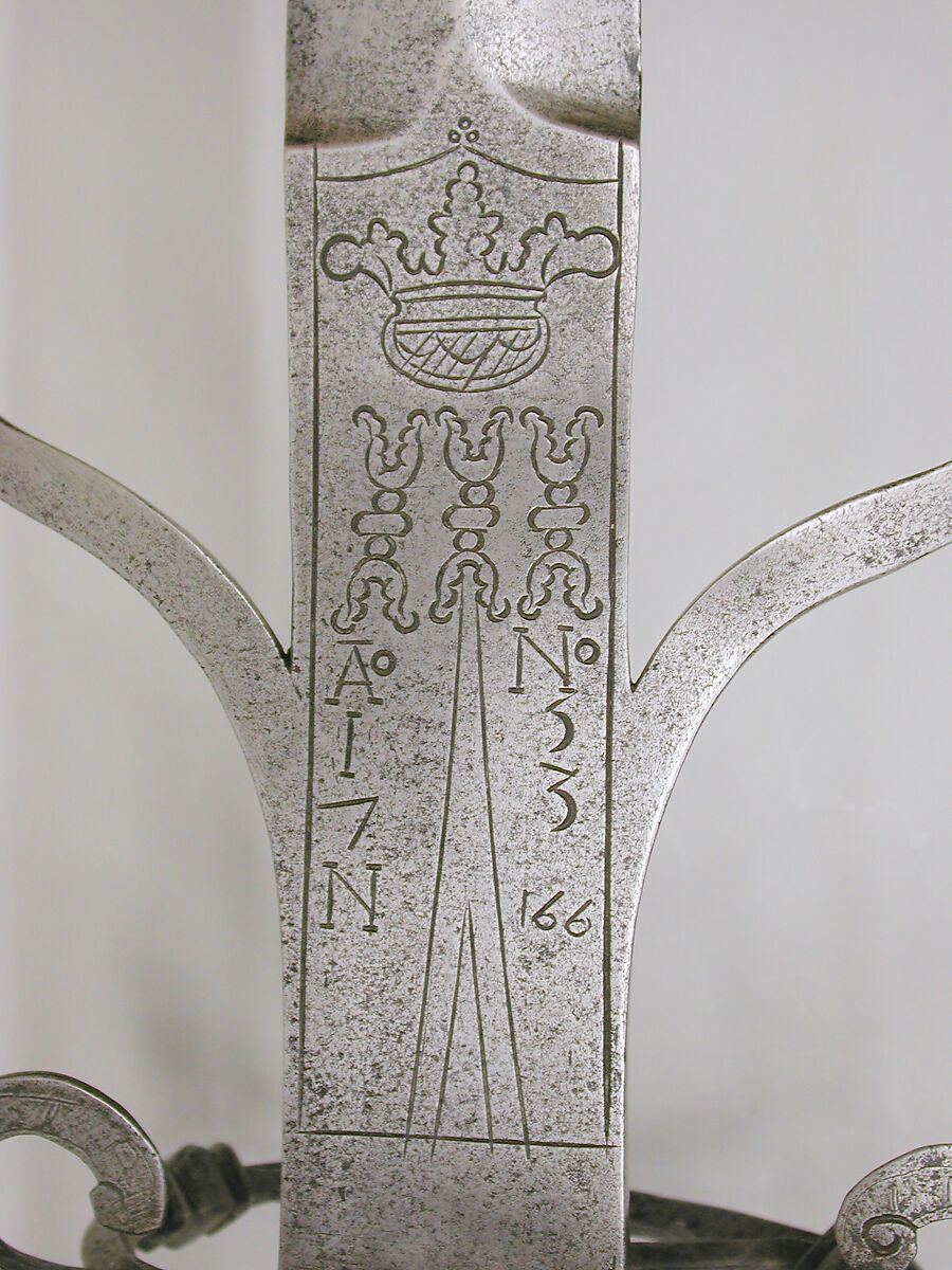 Two-Handed Processional Sword carried by Guard of Duke Julius of Brunswick, Steel, wood, leather, velvet, German, Brunswick