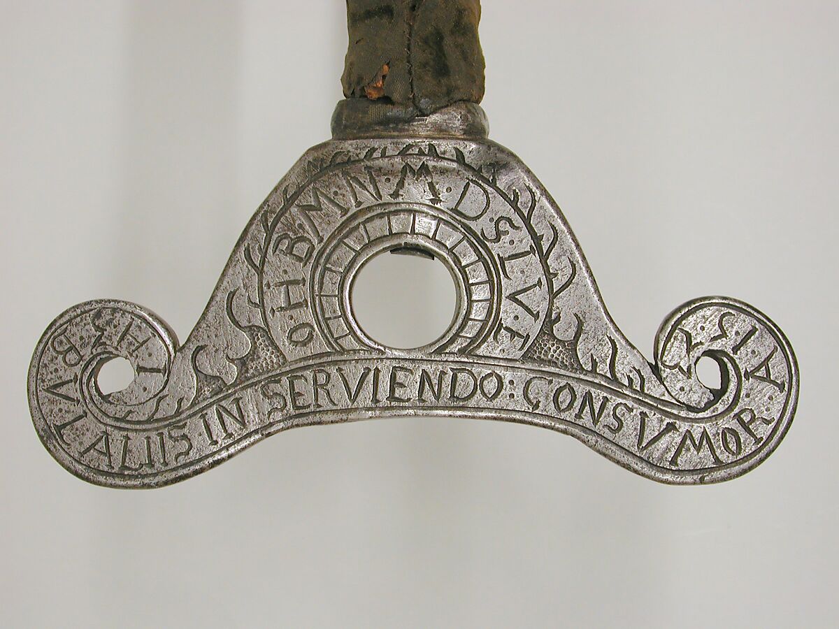 Two-Handed Processional Sword carried by Guard of Duke Julius of Brunswick, Steel, wood, leather, velvet, German, Brunswick