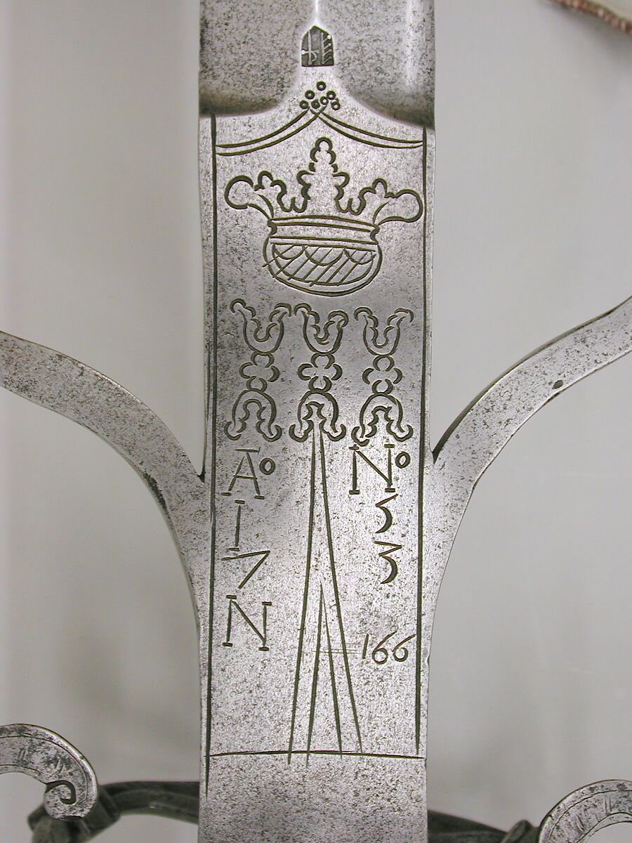 Two-Handed Processional Sword carried by Guard of Duke Julius of Brunswick, Steel, wood, leather, velvet, German, Brunswick