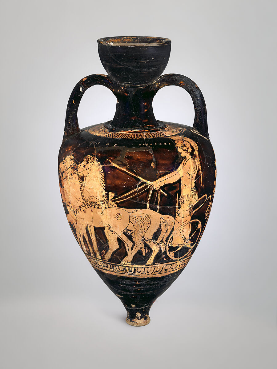 Terracotta amphoriskos (flask), Terracotta, Greek, Attic 