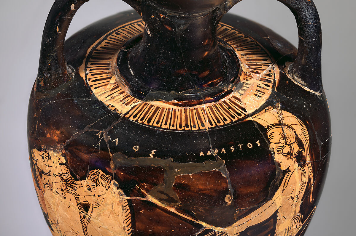 Terracotta amphoriskos (flask), Terracotta, Greek, Attic