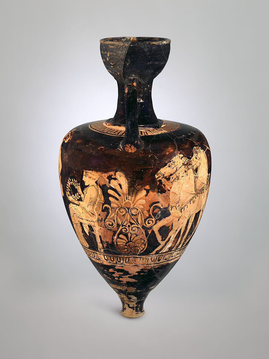 Terracotta amphoriskos (flask), Terracotta, Greek, Attic
