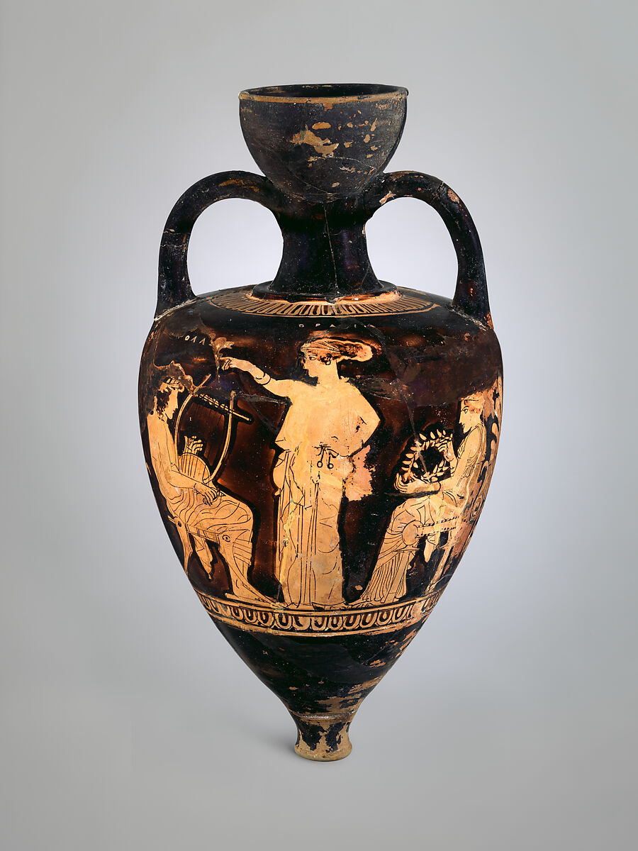 Terracotta amphoriskos (flask), Terracotta, Greek, Attic