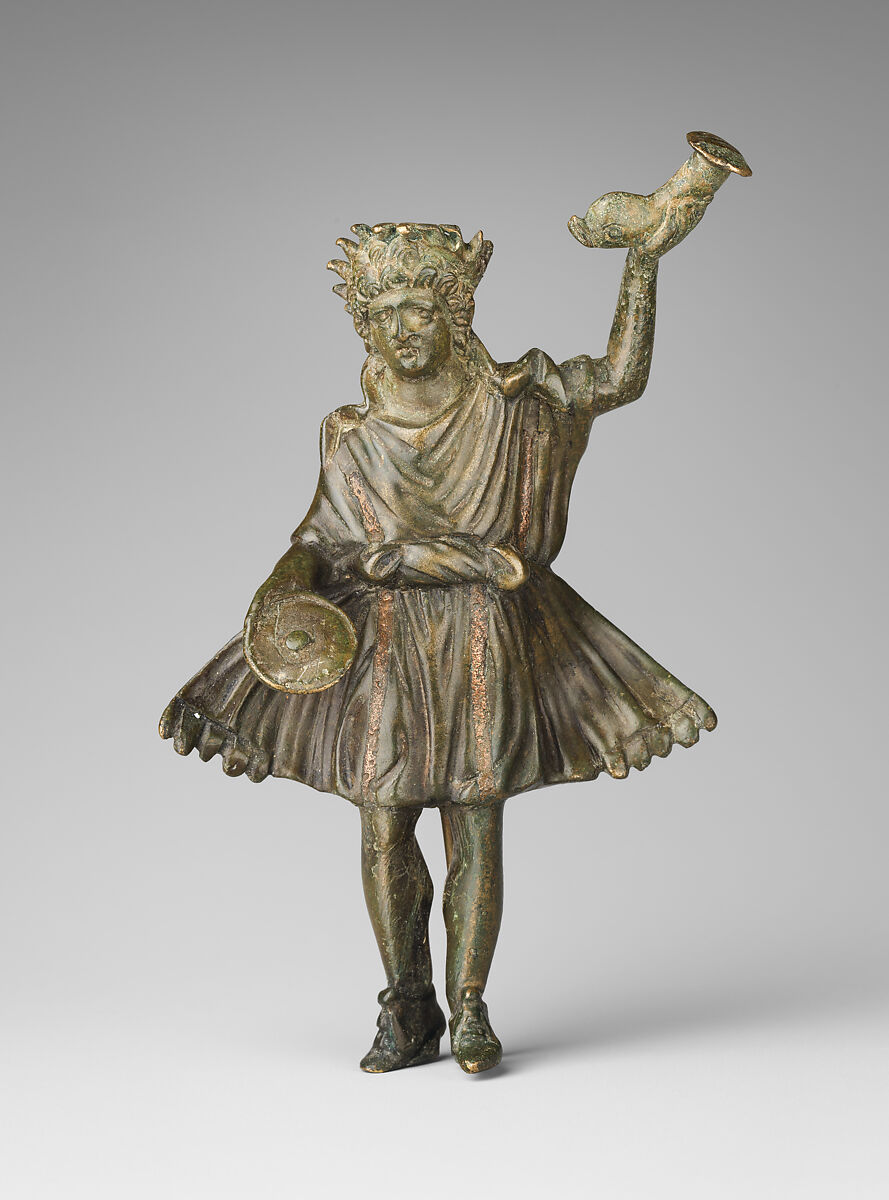 Bronze statuette of a Lar, Bronze, Roman 