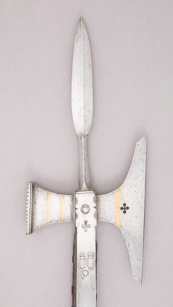 Pollaxe, Steel, brass, wood, probably French