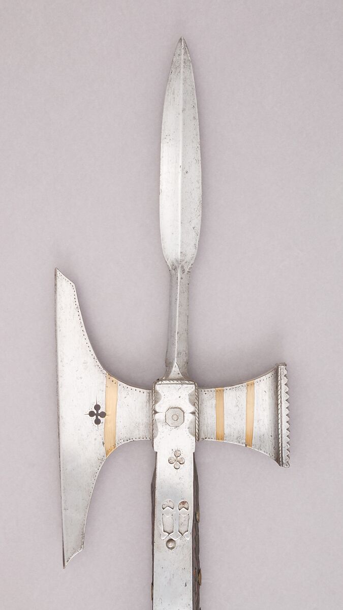 Pollaxe, Steel, brass, wood, probably French 