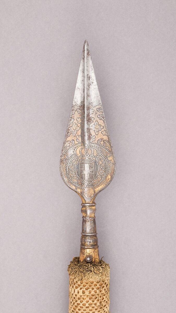 Spontoon, Steel, wood (beech), textile, gold, brass, iron, Italian, Savoy