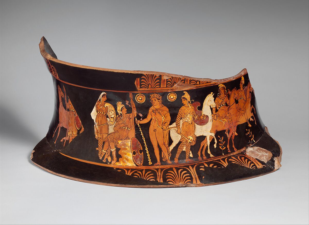 Fragment of a terracotta volute-krater, Attributed to the Baltimore Painter, Terracotta, Greek, South Italian, Apulian 