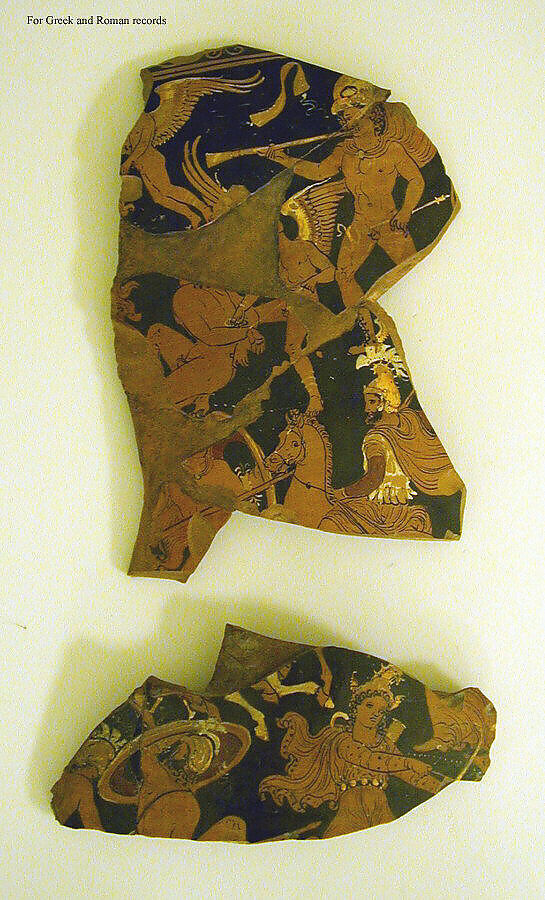 Volute-krater fragments, Attributed to the Baltimore Painter, Terracotta, Greek, South Italian, Apulian