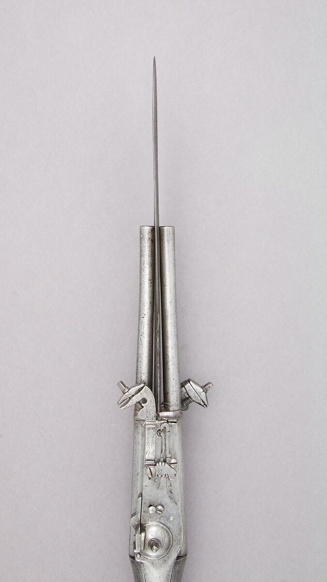 Boar Spear with Double Barrel Wheellock Pistol, Steel, wood, German