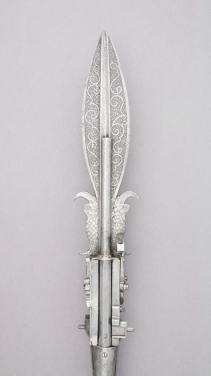 Boar Spear with Double Barrel Wheellock Pistol, German