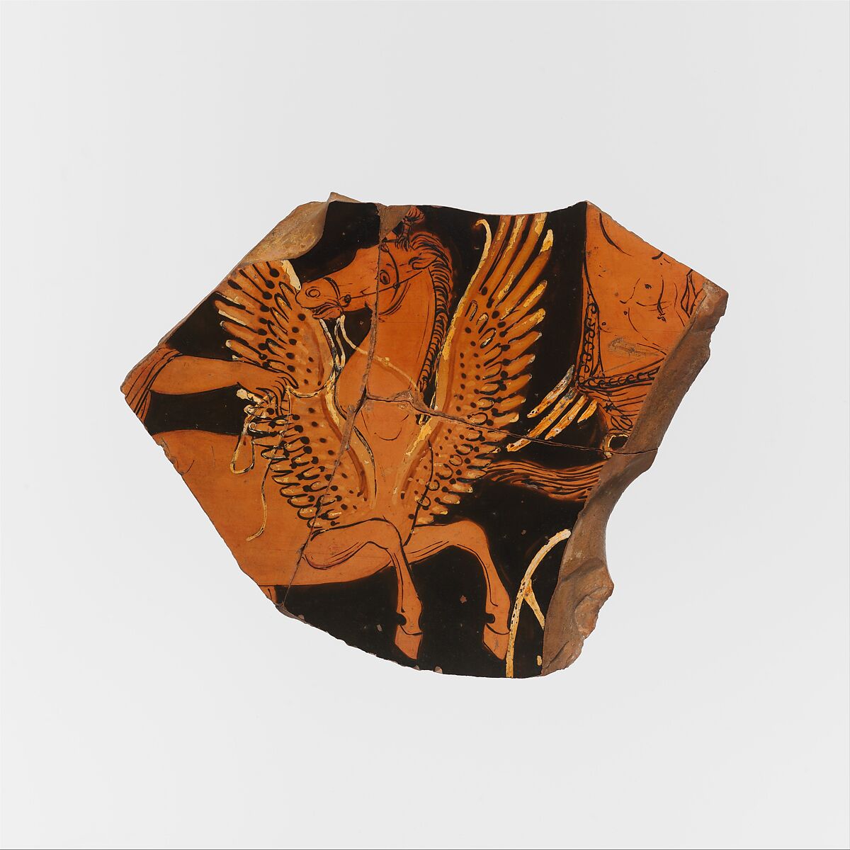 Fragment of a terracotta volute-krater (bowl for mixing wine and water), Attributed to the Painter of the Dublin Situlae, Terracotta, Greek, South Italian, Apulian 