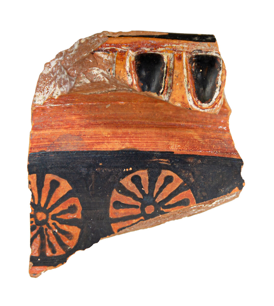 Volute-krater fragment, Terracotta, Greek, South Italian, Apulian 