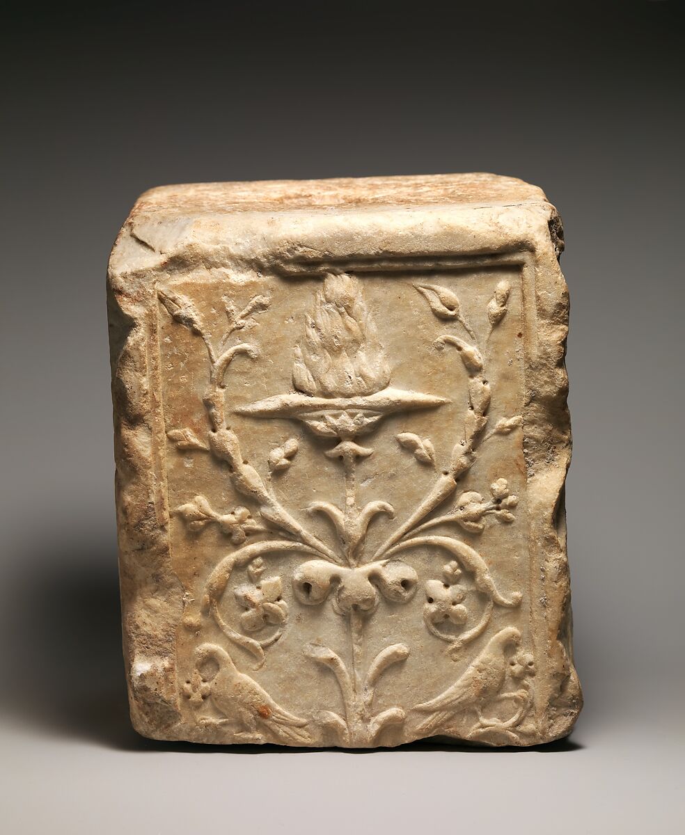 Marble fragment of a pilaster, Marble, Roman 