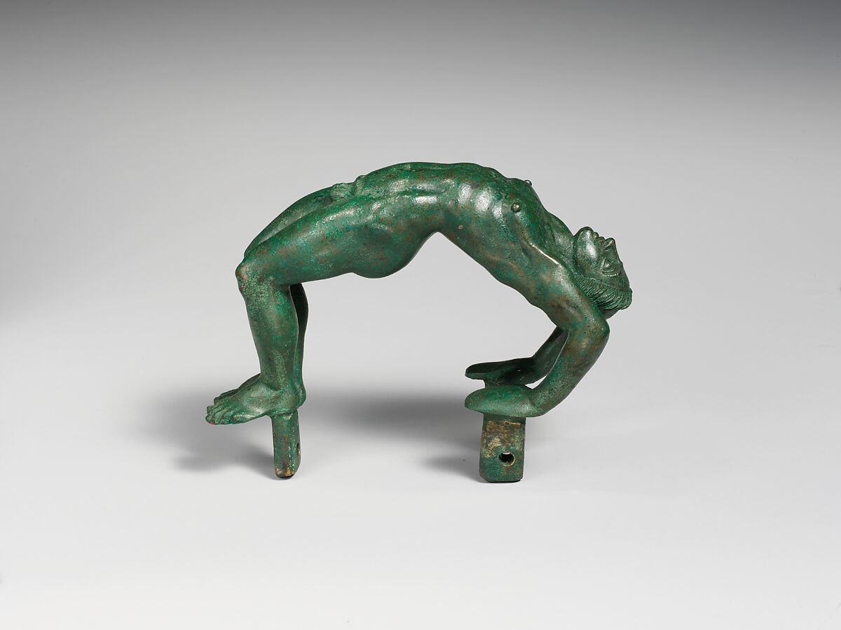 Bronze handle from a cista (toiletries box), Bronze, Praenestine 