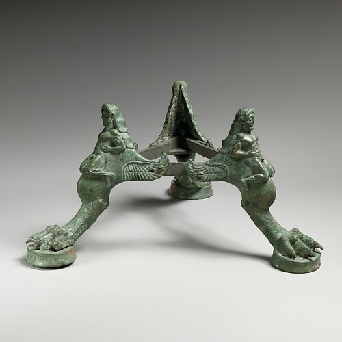 Bronze tripod base for a thymiaterion (incense burner)