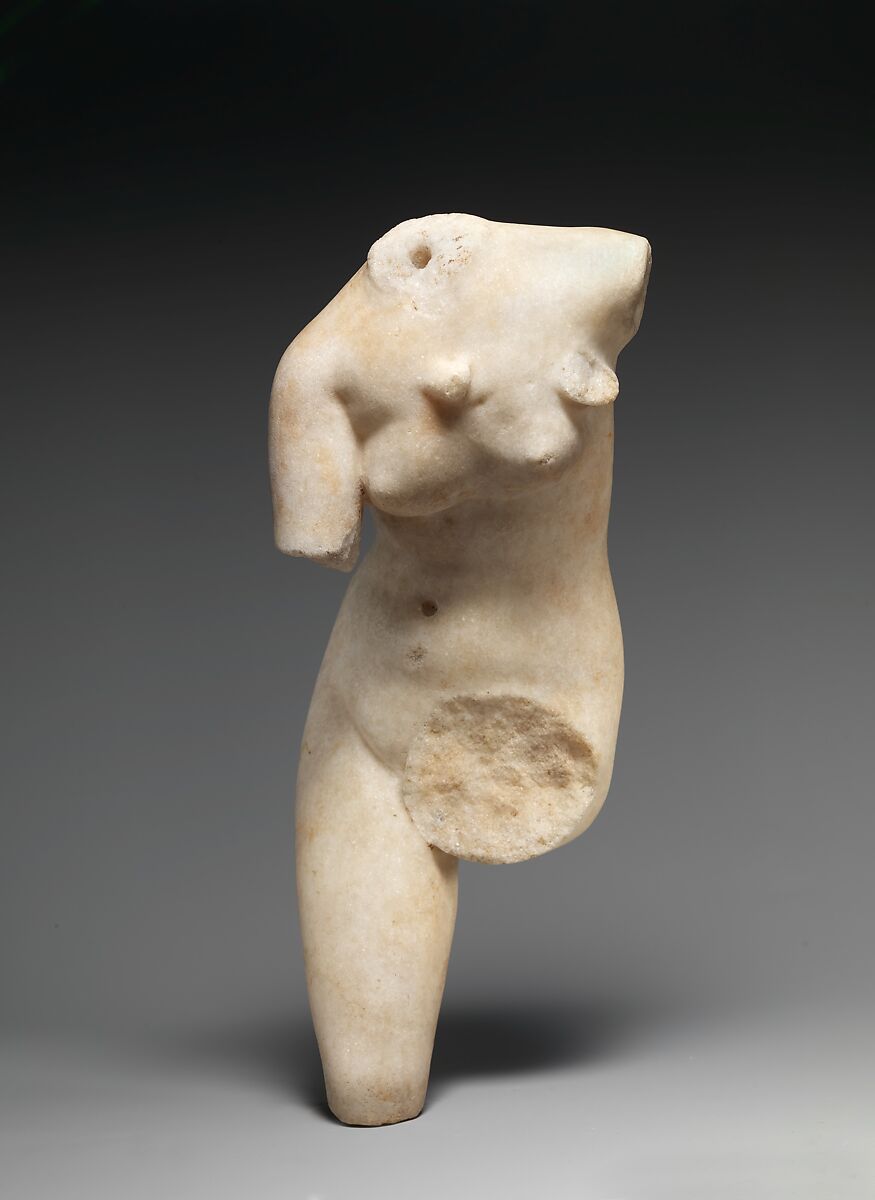 Marble statue of Aphrodite loosening her sandal, Marble, Parian ?, Roman 