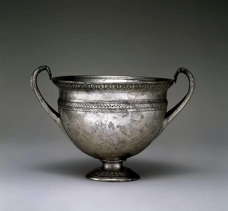 Silver skyphos (drinking cup), Silver, Roman