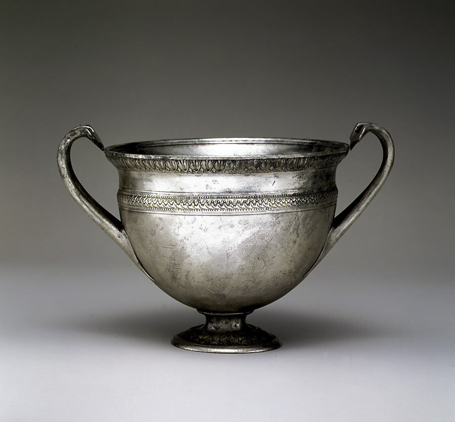 Silver skyphos (drinking cup), Silver, Roman