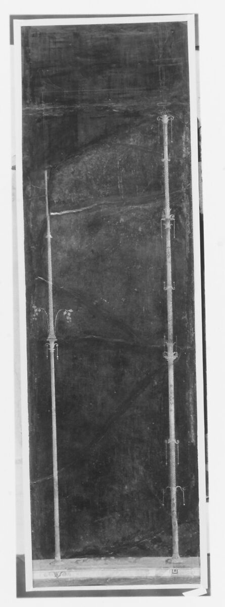 Wall painting on black ground: pair of supports, from the imperial villa at Boscotrecase, Fresco, Roman, Pompeian