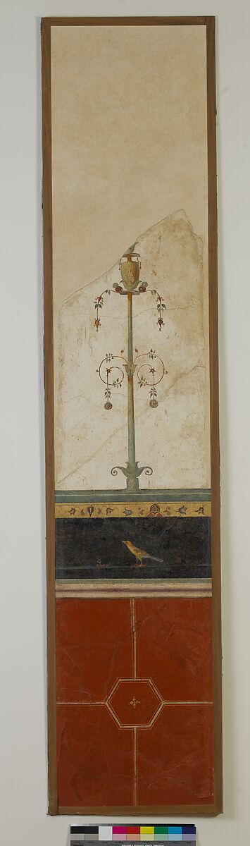 Wall painting on white ground: candelabrum, from the imperial villa at Boscotrecase, Fresco, Roman, Pompeian 