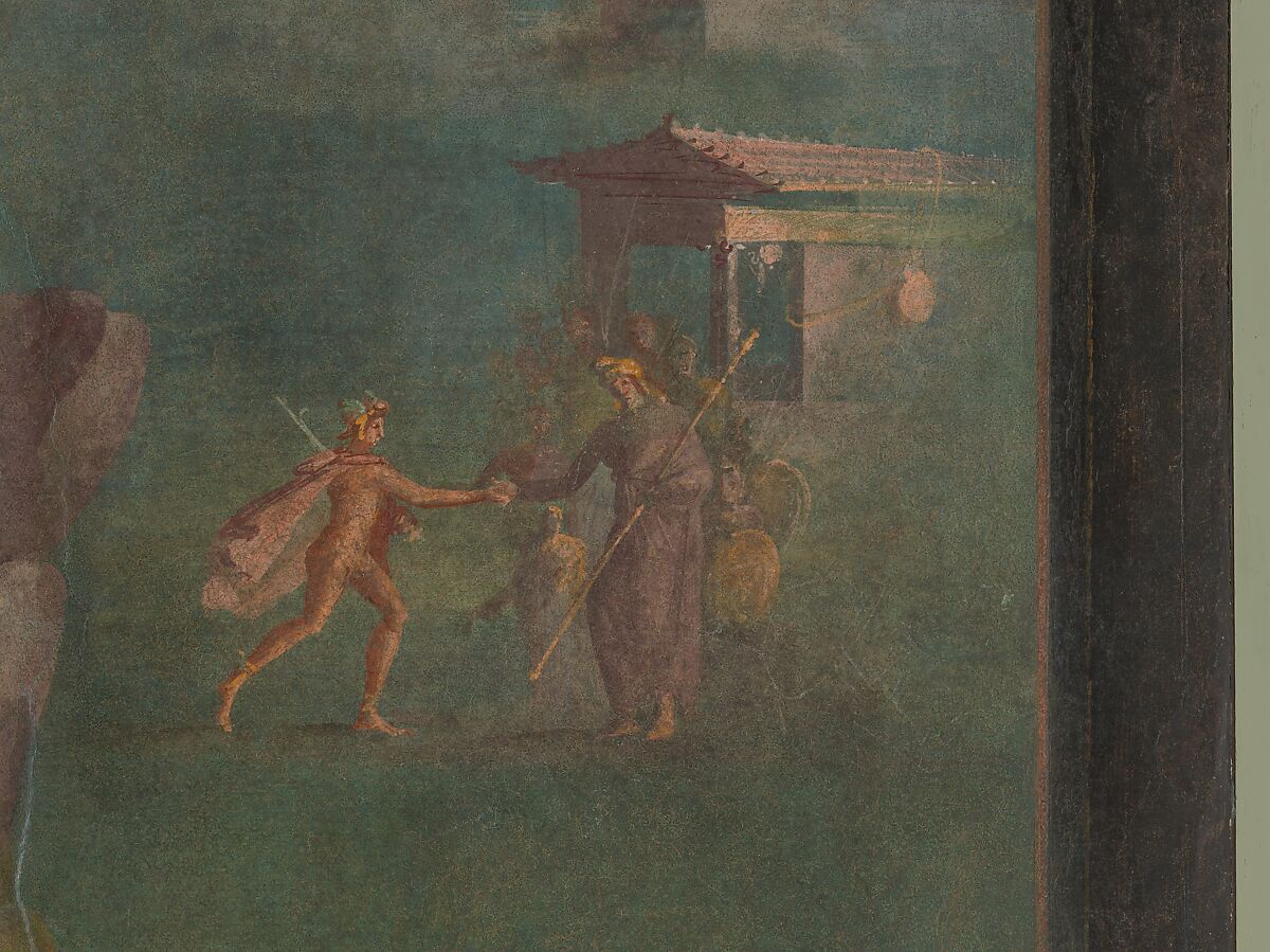 Wall painting: Perseus and Andromeda in landscape, from the imperial villa at Boscotrecase, Fresco, Roman