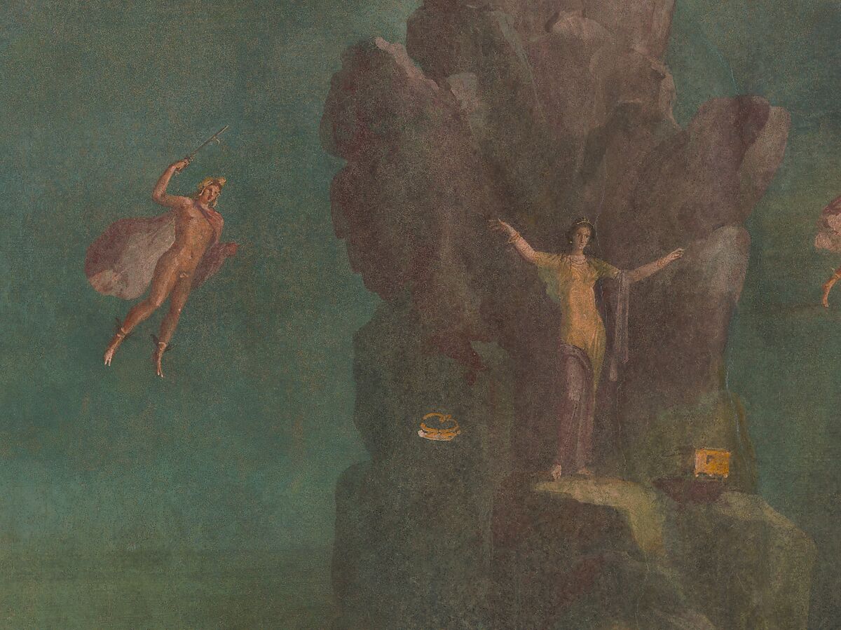 Wall painting: Perseus and Andromeda in landscape, from the imperial villa at Boscotrecase, Fresco, Roman