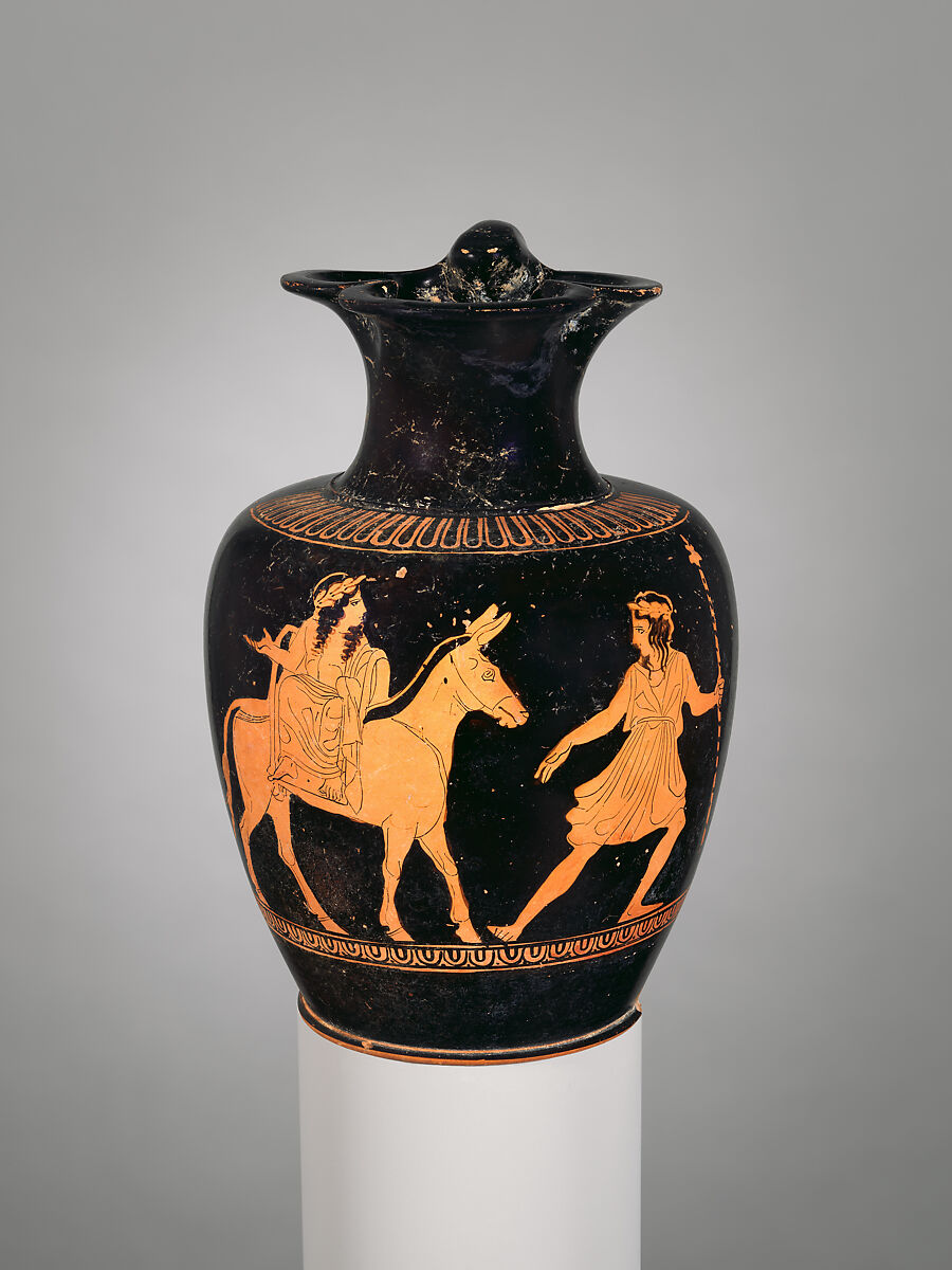 Terracotta oinochoe (jug), Terracotta, Greek, Attic 