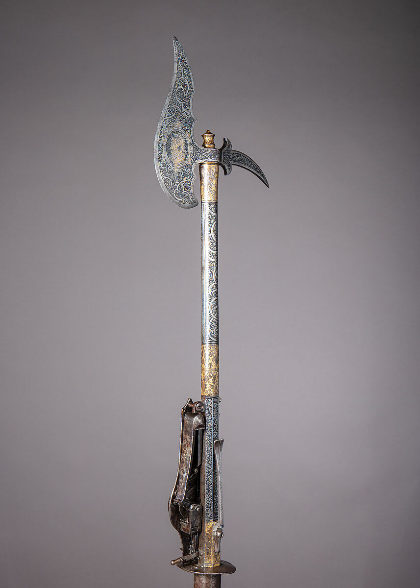 Combination Ax-Pistol of Grand Duke Ferdinand I de' Medici (1549–1609), Steel, gold, German