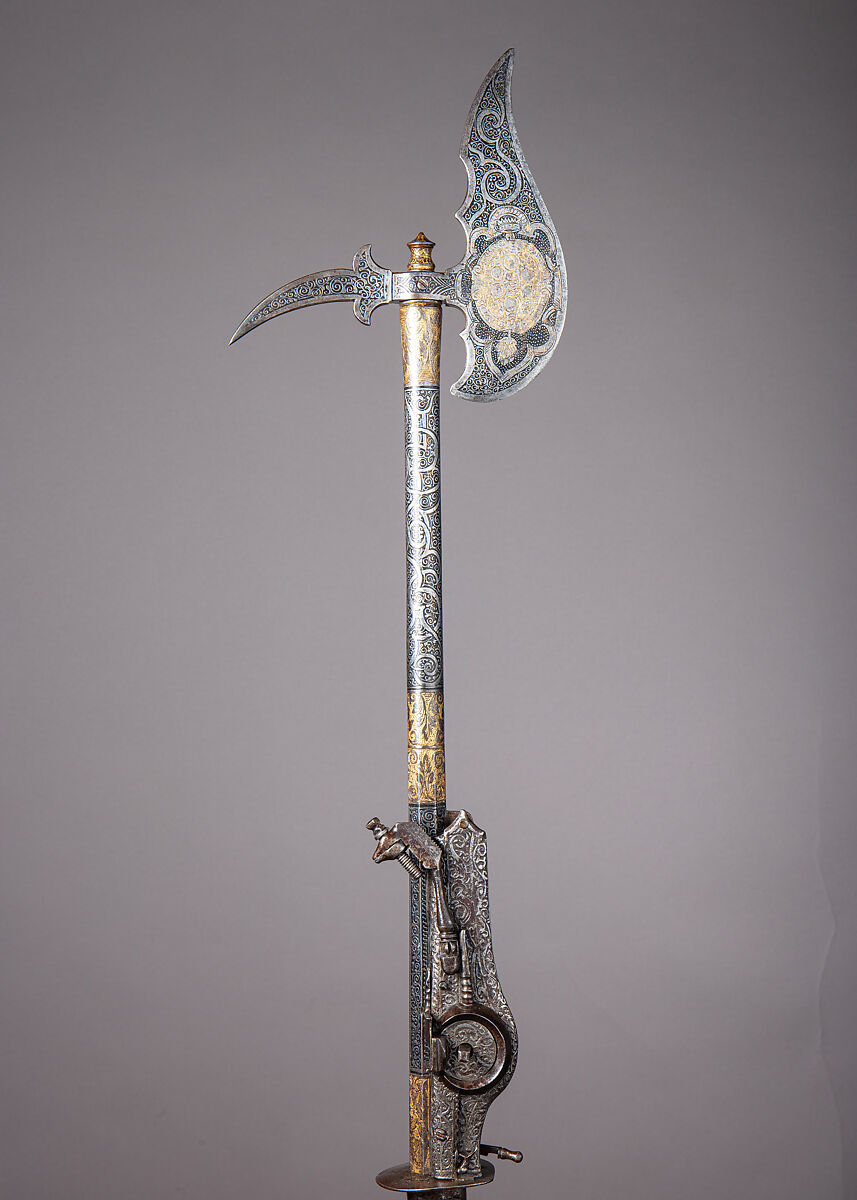Combination Ax-Pistol of Grand Duke Ferdinand I de' Medici (1549–1609), Steel, gold, German 