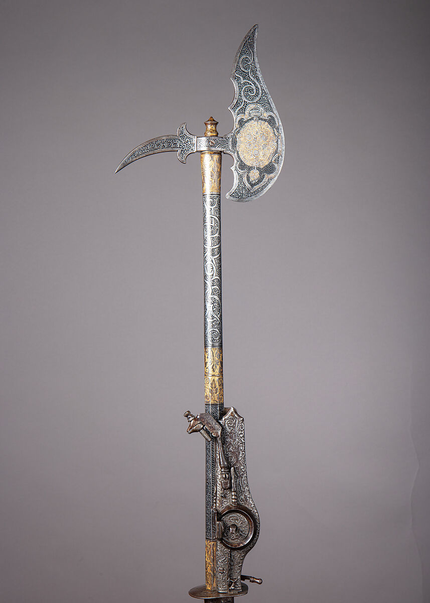 Combination Ax-Pistol of Grand Duke Ferdinand I de' Medici (1549–1609), Steel, gold, German