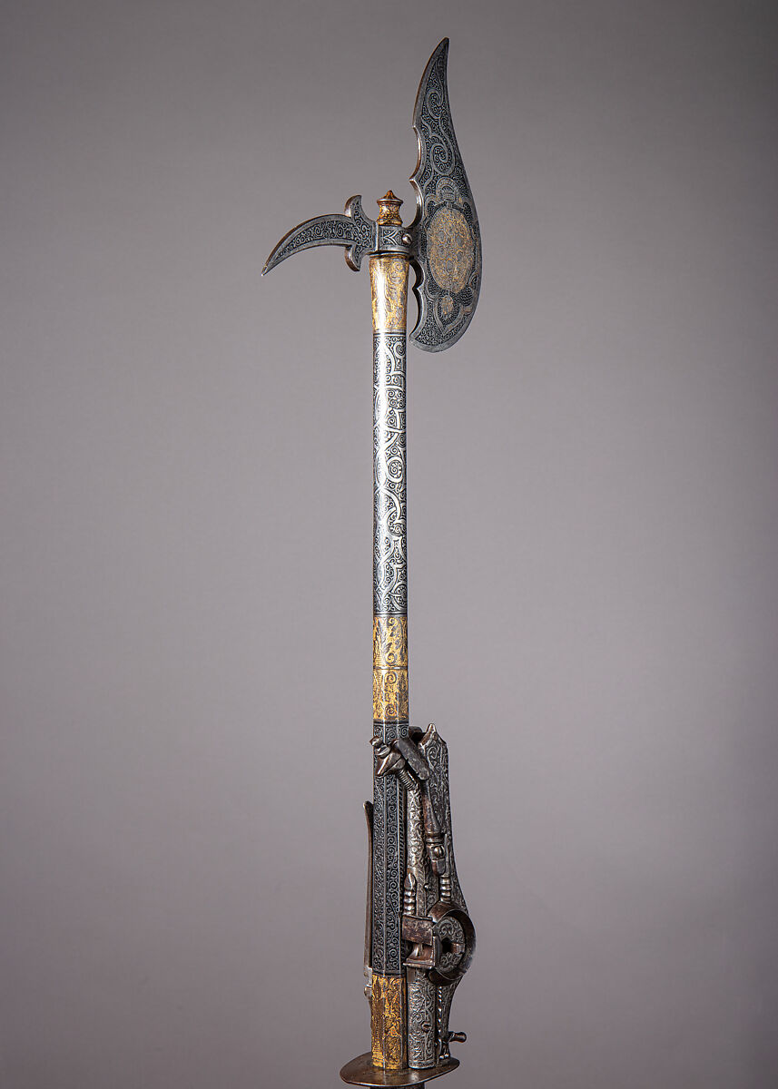 Combination Ax-Pistol of Grand Duke Ferdinand I de' Medici (1549–1609), Steel, gold, German