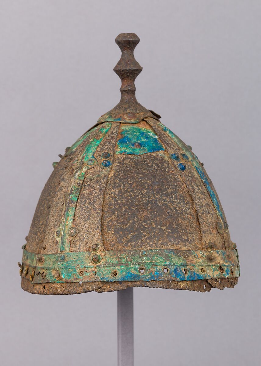 Eight-Plate Helmet, Iron, copper alloy, leather, possibly Tibetan