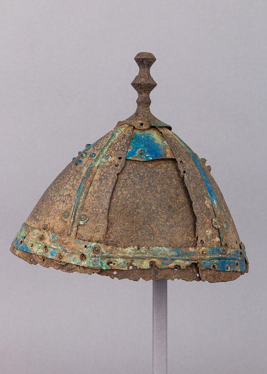 Eight-Plate Helmet, Iron, copper alloy, leather, possibly Tibetan