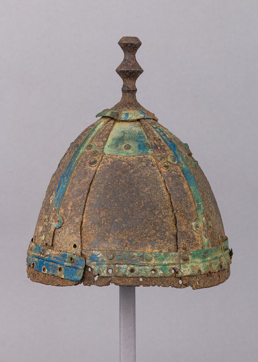 Eight-Plate Helmet, Iron, copper alloy, leather, possibly Tibetan