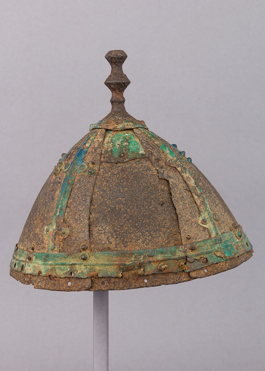 Eight-Plate Helmet, Iron, copper alloy, leather, possibly Tibetan
