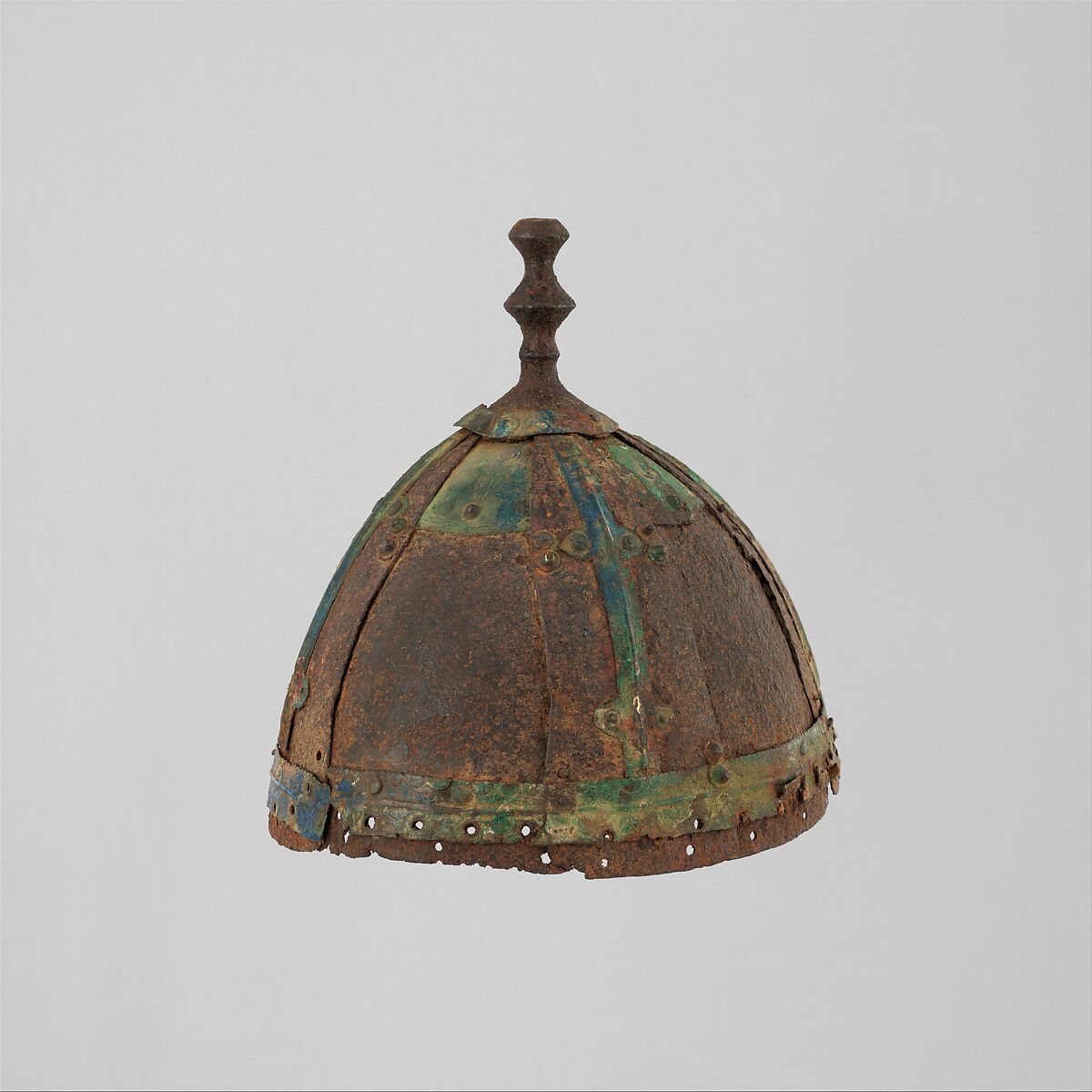 Eight-Plate Helmet, Iron, copper alloy, leather, possibly Tibetan