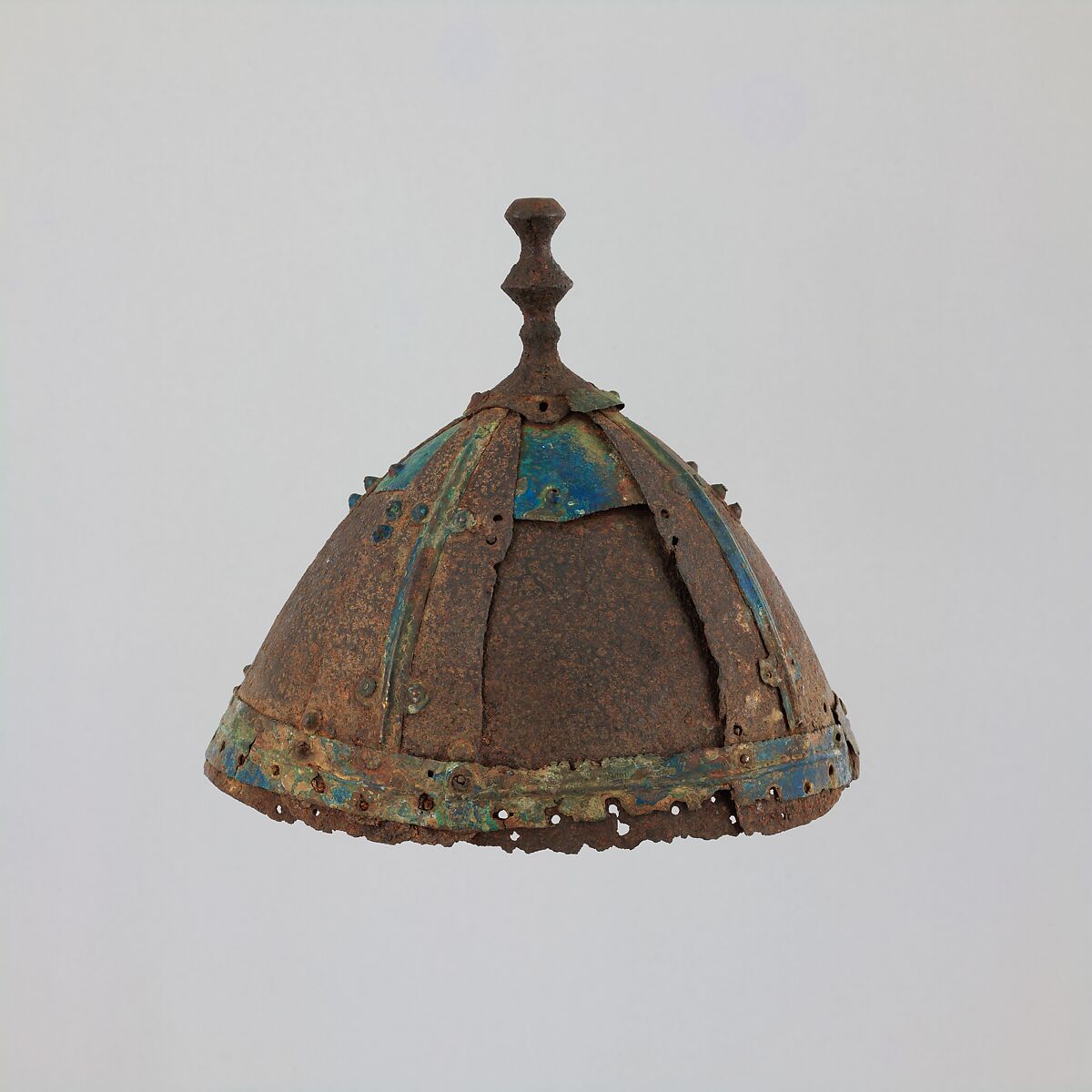 Eight-Plate Helmet, Iron, copper alloy, leather, possibly Tibetan