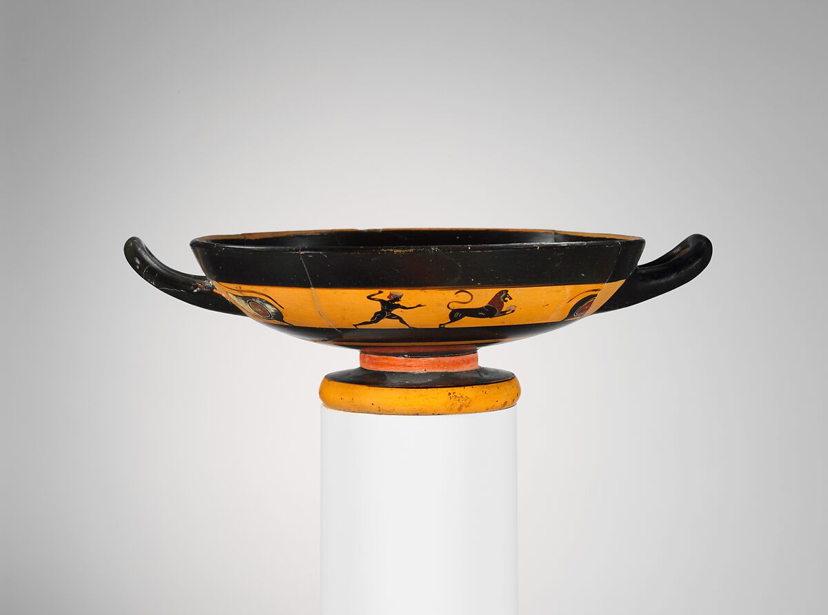 Terracotta kylix (drinking cup), Terracotta, Greek, Attic 