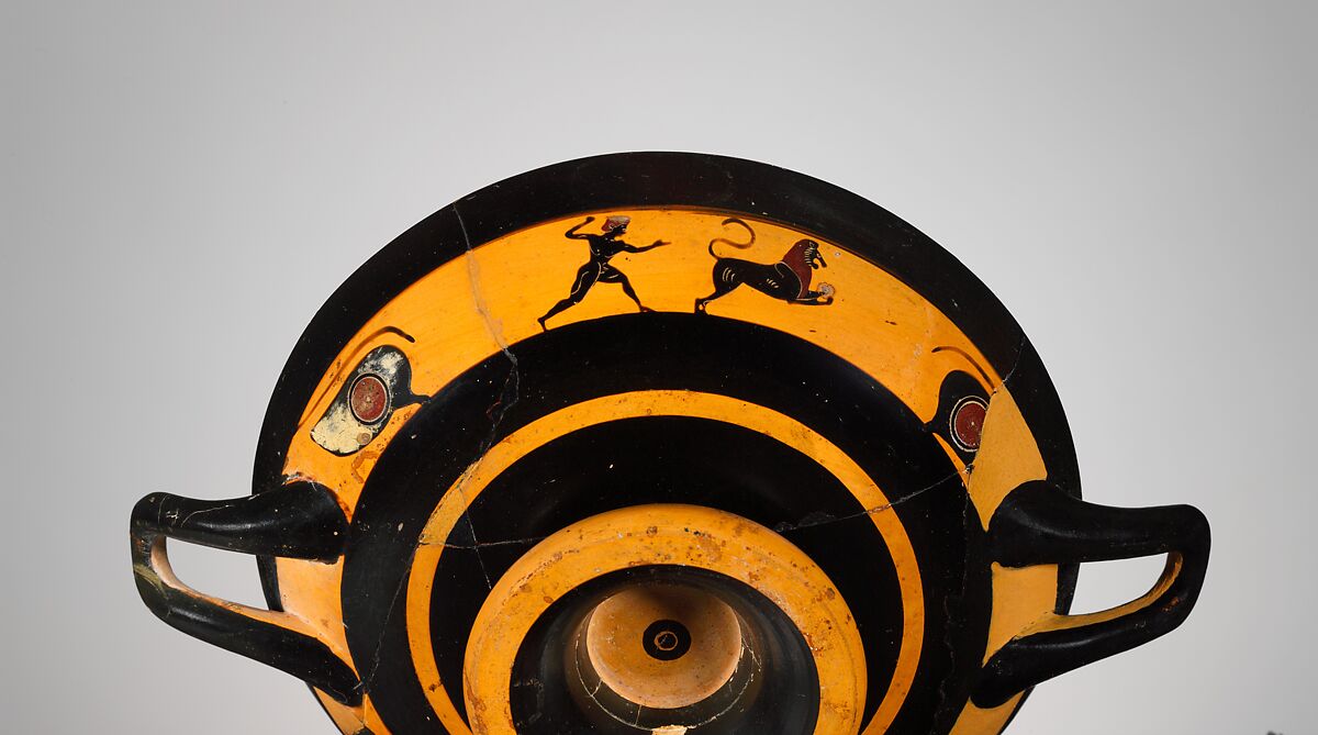 Terracotta kylix (drinking cup), Terracotta, Greek, Attic