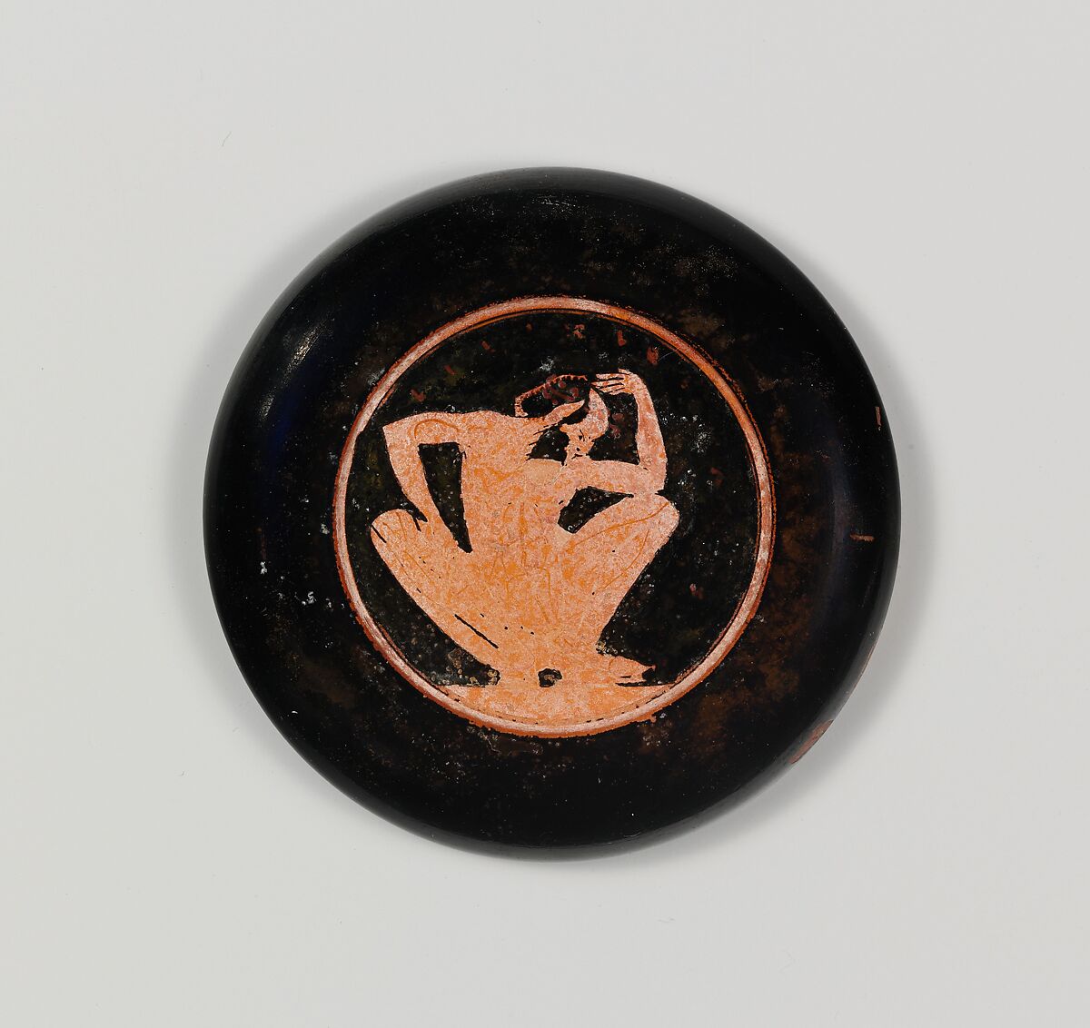 Terracotta pyxis (box), Attributed to the Thaliarchos Painter, Terracotta, Greek, Attic