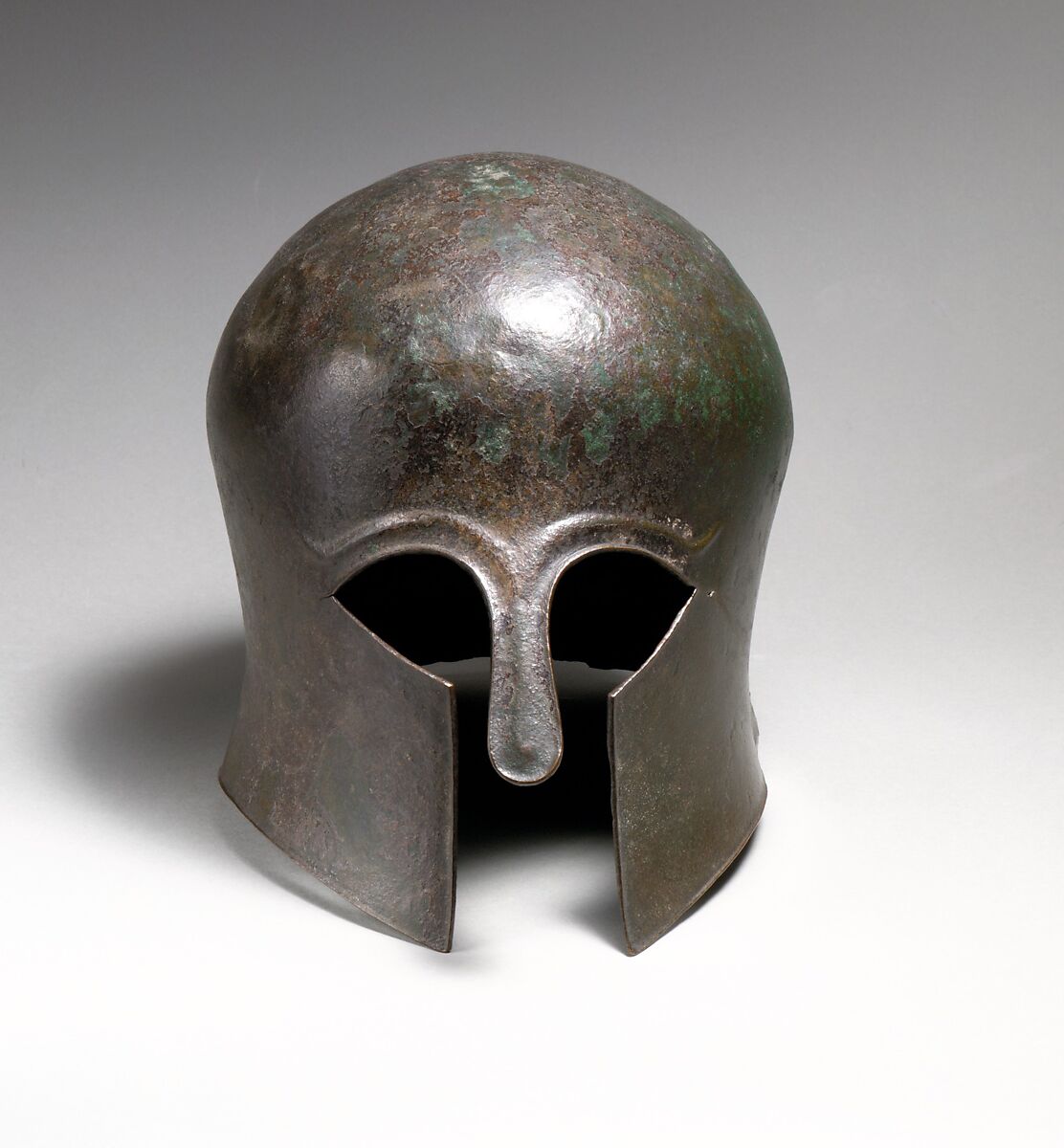 Bronze helmet of the Corinthian type, Bronze, Greek