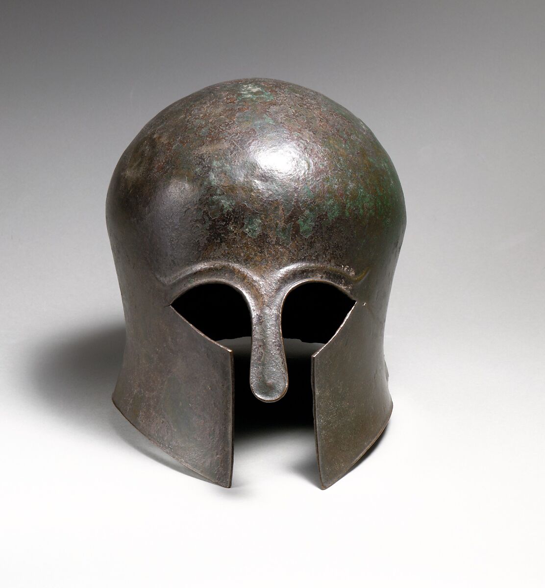 Bronze helmet of the Corinthian type, Bronze, Greek 