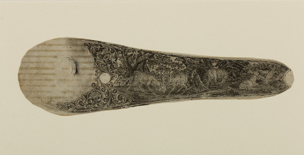 Twenty-Five Inked Impressions (or "Pulls") of Engraved Firearms Ornament, 2002.233.2–24, .26: Gustave Young (American (born Germany), Benshausen, Thuringia 1827–1895 Springfield, Massachusetts), Ink on paper, American and German