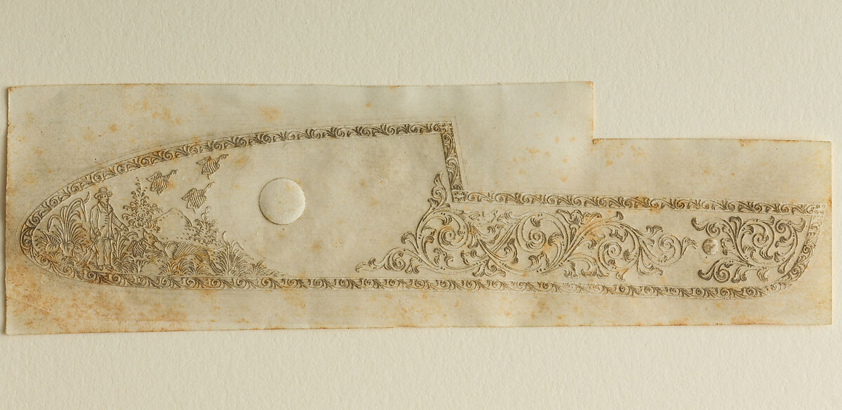 Twenty-Five Inked Impressions (or "Pulls") of Engraved Firearms Ornament, 2002.233.2–24, .26: Gustave Young (American (born Germany), Benshausen, Thuringia 1827–1895 Springfield, Massachusetts), Ink on paper, American and German