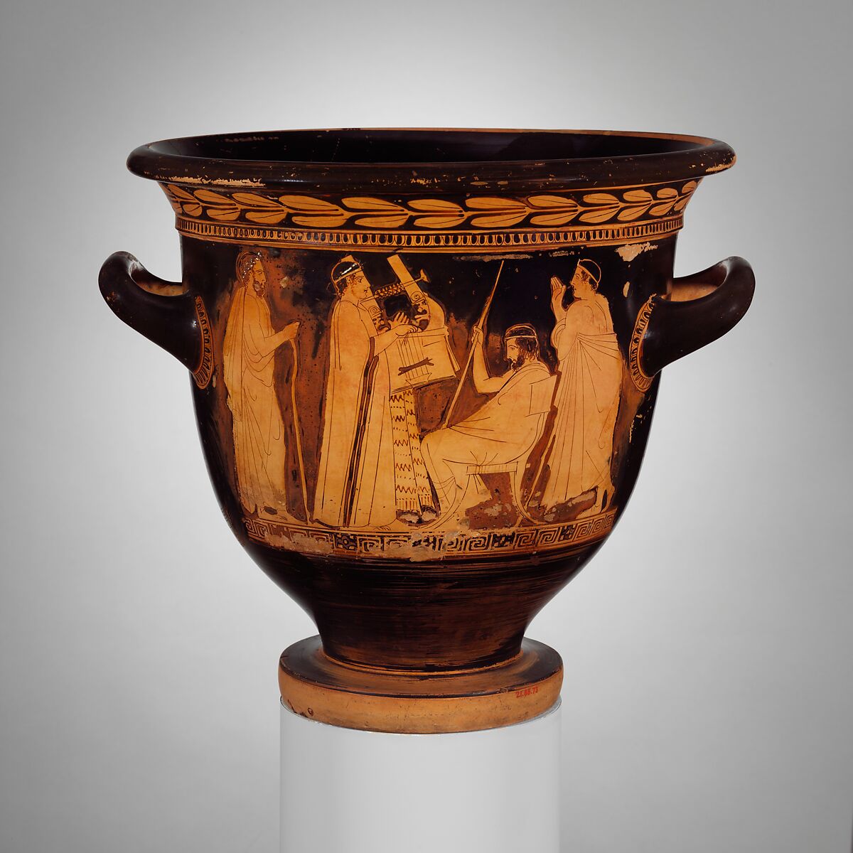 Terracotta bell-krater (bowl for mixing wine and water), Attributed to Polygnotos, Terracotta, Greek, Attic 