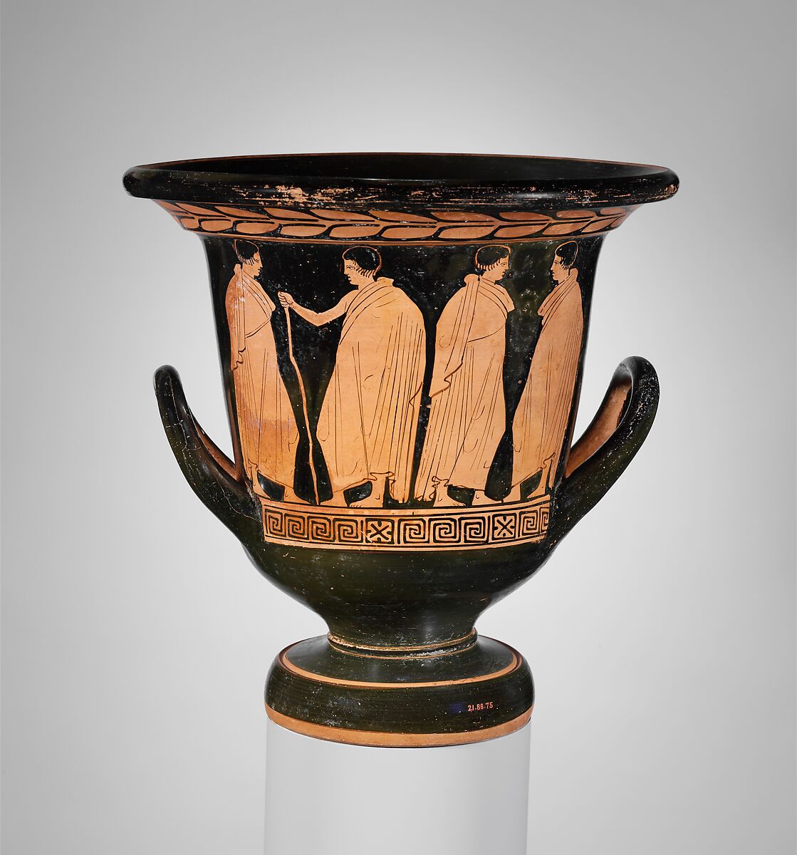 Terracotta calyx-krater (mixing bowl), Attributed to the Amykos Painter, Terracotta, Greek, South Italian, Lucanian
