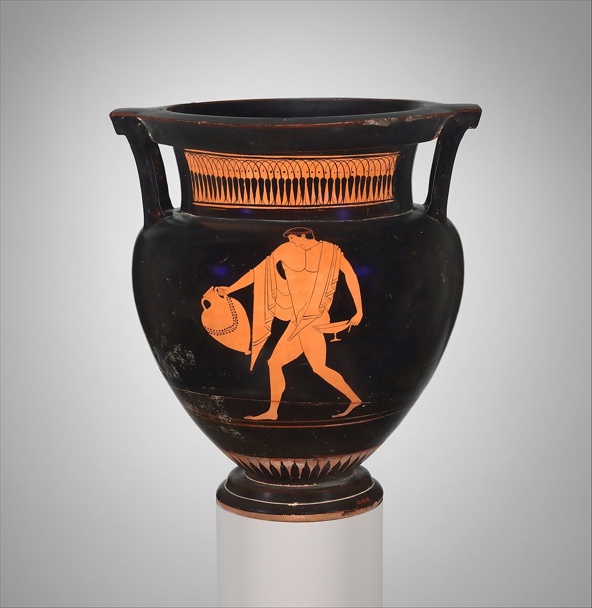 Terracotta column-krater (bowl for mixing wine and water), Attributed to Myson, Terracotta, Greek, Attic 